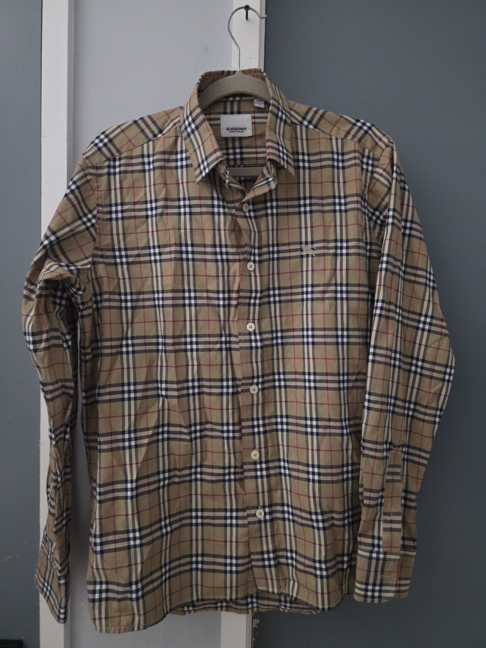 Burberry Classic Tan Check Long-Sleeve Dress Shirt